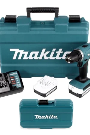 Prix Choc Makita DF 347 DWE 14.4V Li-ion Perceuse visseuse sans fil avec Coffret de transport +2x Batteries 1,5 Ah + Chargeur + 17 mèches et forets