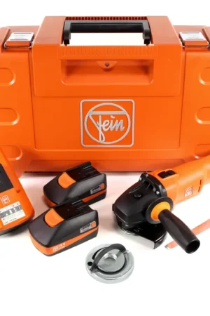 FEIN CCG 18-125 BL C Brushless Li-Ion Meuleuse d’angle sans fil 125 mm avec Coffret + 2x Batteries 2,5 Ah + Chargeur rapide universel + Écrou de serrage rapide M14 Fixtec Prix Choc