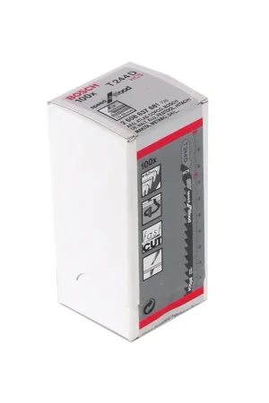Bosch T 244 D Speed for Wood Lames de scie pour les travaux dans le bois d'épaisseur allant jusqu'á 50mm - 100 pièces, dents rectifiées, pour scies sauteuses avec porte-tige en T Prix Cassé