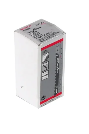 Dernière Chance Bosch T 111 C Lames de Scie sauteuse Basic for Wood pour découpe de Bois d’une épaisseur allant jusqu'à 50 mm - 100 pcs. - denture fraisée, pour scies sauteuses avec systèmes de fixation en T.