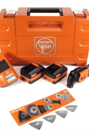 Dernière Chance FEIN AFSC 18 QSL Oscillante sans fil Select SuperCut Construction Brushless 18 V Starlock en Coffret + 2x Batteries 5,0 Ah + Chargeur ALG 50 + 17 Accessoires