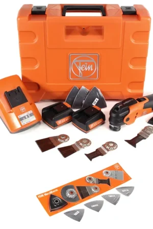 Achat Immédiat Oscillateur sans fil FEIN AFMT 12 QSLC MultiTalent 12 V, outil multifonction Starlock Plus en coffret + 2 batteries 2,5 Ah + chargeur + jeu d'accessoires 31 pièces