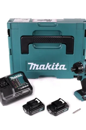 Nouvelle Collection Makita DF 032 DSAJ Brushless Perceuse-visseuse sans fil 10,8V + 2x Batteries 2,0Ah + Chargeur rapide + Embout PH2 double face + Coffret Makpac