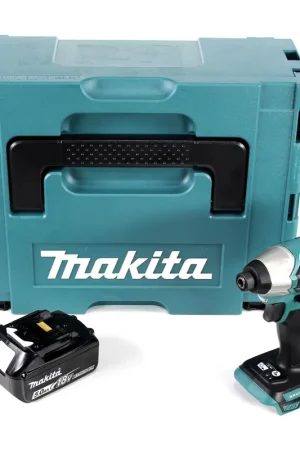Makita DTD 155 RT1 Visseuse à percussion sans fil 18 V Brushless Li-Ion en Makpac + 1 x BL1850 5,0 Ah batterie - sans chargeur Prix Bas