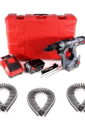 Commander Vite SENCO DS 5550 18V DuraSpin Visseuse sans fil pour bande ou rouleau ( 7W2001N ) + 2x Batteries 3,0 Ah + Chargeur + 1000x Vis à filetage fin 3,5x35
