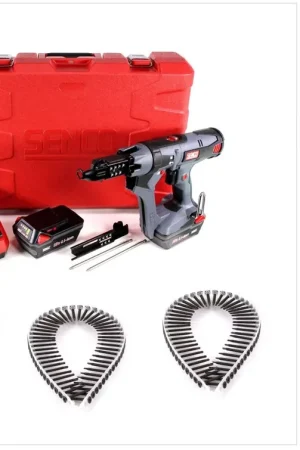 SENCO DS 5550 18V DuraSpin Visseuse sans fil pour bande ou rouleau ( 7W2001N ) + 2x Batteries 3,0 Ah + Chargeur + 5000x Vis à filetage fin 3,9x35 Réduction