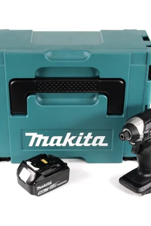 Prix Cassé Makita DTD 152 RT1 B 18 V Li-Ion Visseuse à percussion sans fil Edition spéciale de couleur Noir + Coffret de transport Makpac + 1x Batterie BL 1850 5,0 Ah - sans Chargeur
