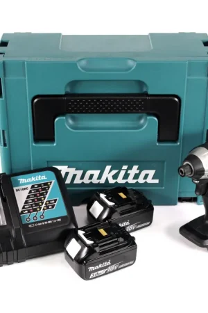 Makita DTD 152 RFJ B 18 V Li-Ion Visseuse à percussion sans fil Edition spéciale de couleur Noir + Coffret de transport Makpac + 2x Batteries BL 1830 3,0 Ah + Chargeur DC 18 RC Meilleur Choix