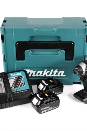 Makita DTD 152 RMJ B 18 V Li-Ion Visseuse à percussion sans fil Edition spéciale de couleur Noir + Coffret de transport Makpac + 2x Batteries BL 1840 4,0 Ah + Chargeur DC 18 RC Prix Bas