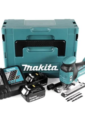 Usine Directe Makita DJV 181 RMJ 18 V Li-ion Scie sauteuse sans fil + Coffret de transport Makpac + 2x Batteries BL 1840 B 4,0 Ah + Chargeur DC 18 RC