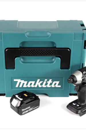 Makita DTD 155 M1JB Visseuse à percussion sans fil 18 V Brushless Edition spéciale de couleur Noir + Coffret de transport MAKPAC + 1x Batterie BL1840 4,0 Ah - sans Chargeur Bon Marché
