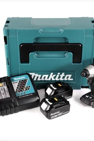 Makita DTD 155 RMJB Visseuse à percussion sans fil 18 V Brushless, Edition spéciale de couleur Noir + Coffret de transport MAKPAC + 2x Batteries BL1840 4,0 Ah + Chargeur DC 18 RC Offre Limitée
