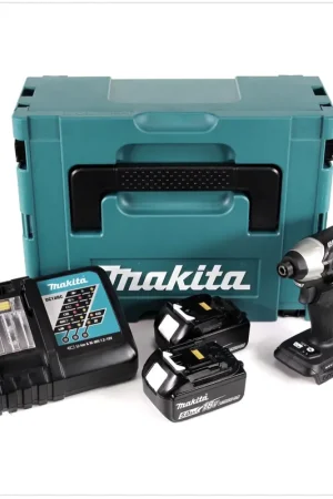 Bon Marché Makita DTD 155 RTJB Clé à chocs sans fil 18 V sans balais édition spéciale noire en MAKPAC + 2x batterie BL1850 5,0 Ah + 1x chargeur DC 18 RC