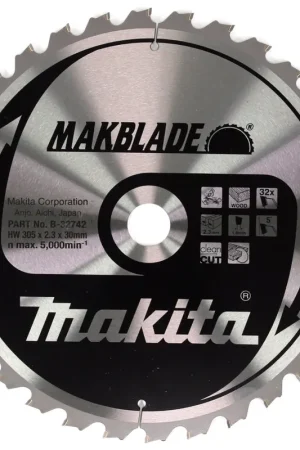 Makita MAKBLADE Lame de scie circulaire pour bois 305 x 30 x 32 mm 32 dents ( B-32742 ) pour scies à tronçonner et à onglets. Usine Directe