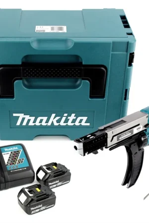 Marque Makita DFR 750 RFJ Visseuse automatique à Magasin sans fil 18V 45-75mm + 2x Batteries 3,0Ah + Chargeur + Coffret Makpac