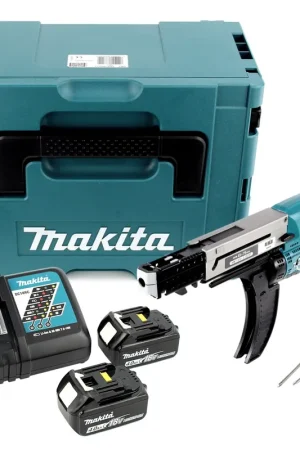 Offre Limitée Makita DFR 750 RMJ Visseuse automatique sans fil à Magasin 18V 45-75mm + 2x Batteries 4,0Ah + Chargeur + Coffret Makpac