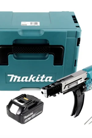 Makita DFR 750 G1J Visseuse-dévisseuse automatique à Magasin sans fil 18V 45-75mm + 1x Batterie 6,0Ah + Coffret Makpac - sans chargeur Produit De Marque