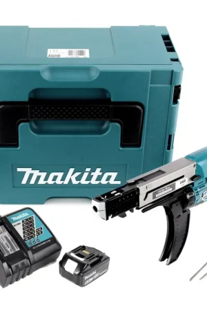 Petit Prix Makita DFR 750 RG1J Visseuse automatique à Magasin 18V 45-75mm + 1x Batterie 6,0Ah + Chargeur + Coffret Makpac