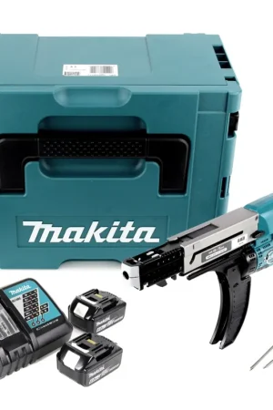 Makita DFR 750 RGJ Visseuse automatique sans fil à Magasin 18V 45-75mm + 2x Batteries 6,0Ah + Chargeur + Coffret Makpac Prix Choc