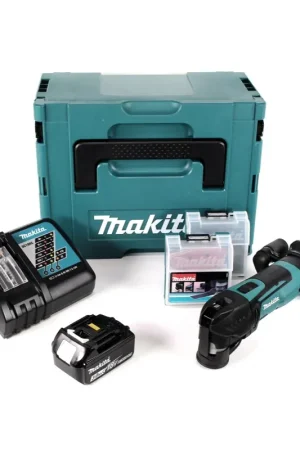 Remise Makita DTM 51 RF1JX2 Outil multifonctions sans fil 18 V + 1x batterie 3,0 Ah + chargeur + 39 pcs. kit accessoires + Makpac