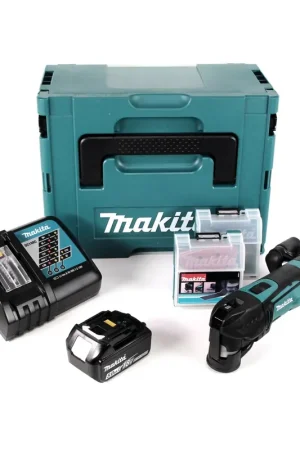 Makita DTM 51 RT1JX2 Outil multifonctions sans fil 18 V + 1x batterie 5,0 Ah + chargeur + 39 pcs. d'accessoires + Makpac Bon Plan