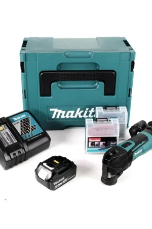 Nouveauté Makita DTM 51 RG1JX2 Outil multifonctions sans fil 18 V + 1x batterie 6,0 Ah + chargeur + 39 pcs. d'accessoires + Makpac