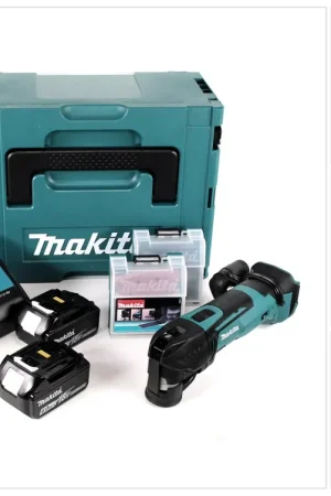 Prix Promo Makita DTM 51 RGJX2 Outil multifonctions sans fil 18 V + 2x batterie 6,0 Ah + chargeur + 39 pcs. d'accessoires + Makpac
