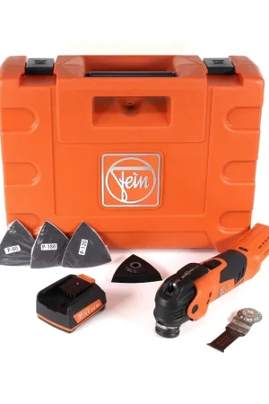 Dernier Modèle FEIN AFMT 12 QSL C Machine Oscillante sans fil MultiTalent 12 V + Accessoires de base pour ponçage et sciage + Coffret de transport + 1 x Batterie 2,5 Ah - sans Chargeur