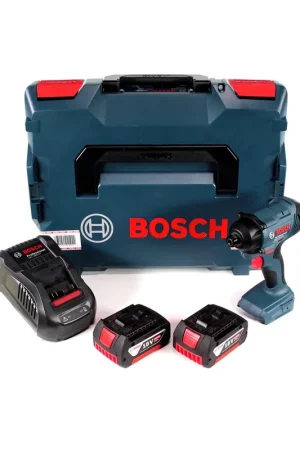 Bosch GDR 18 V-160 Visseuse à chocs sans fil avec douille haxagonale 1/4" + Coffret de transport L-Boxx + 2x Batteries Bosch 6,0 Ah + Chargeur Bosch GAL 1880 CV Must-Have