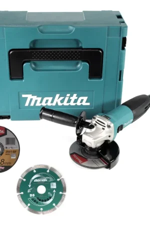 Soldes Makita GA5030RX1 Meuleuse d'angle 720 Watt 125 mm + Coffret de transport Makpac + 10x Disques de coupe + 1x Disque de meulage
