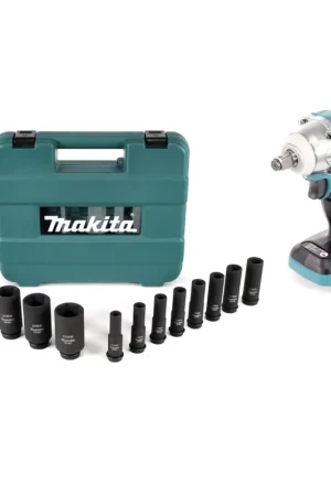 Makita DTW 285 Z 18 V Li-Ion Boulonneuse à chocs sans fil + Jeu de 14 clés à douille Makita B-52308 - sans Batterie, sans Chargeur Prix Réduit