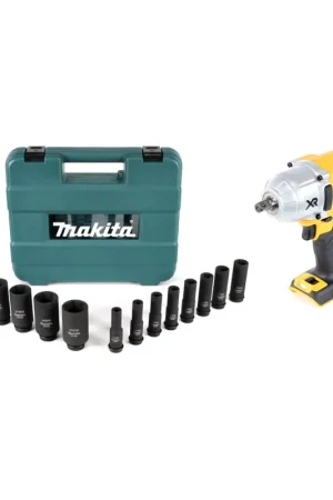 Promotion Saisonnière Dewalt DCF 899 N 1/2" Clé à chocs sans fil 18 V Brushless + 14-Pièces Jeu de douilles Makita B-52308 - sans Batterie sans Chargeur