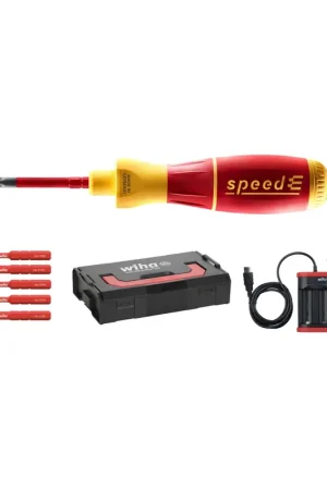 Wiha speedE® Kit de Tournevis électrique - Set 1 dans Coffret L-Box 10 pièces avec 2x Batteries 1,5Ah + Chargeur + Embouts (41911) Prix Choc