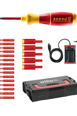 Acheter En Ligne Wiha speedE® Tournevis électrique - set 3 + Coffret L-Boxx - 25 pièces + 2x Batteries 1,5Ah + Chargeur + Embouts et Adaptateur EasyTorque (41913)