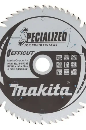 Makita EFFICUT Lame de scie circulaire pour bois 165 x 20 x 1,45 mm 56 dents ( B-57336 ) Nouvelle Collection