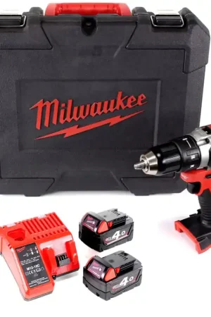 Perceuse à batterie Li-Ion sans balais Milwaukee M18 BLDD 402 C 18 V en coffret + 2 batteries 4,0 Ah + chargeur Authentique