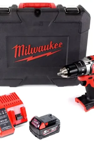 Prix Promo Perceuse à batterie Li-Ion sans balais Milwaukee M18 BLDD 501 C 18 V en coffret + 1 batterie 5,0 Ah + chargeur