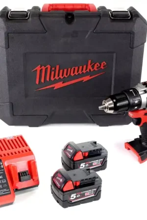 Vente Flash Perceuse à batterie Li-Ion sans balais Milwaukee M18 BLDD 502 C 18 V en coffret + 2 batteries 5,0 Ah + chargeur