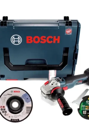 Bosch GWS 18 V-125 SC Professional 125 mm Meuleuse angulaire sans fil + Boîtier L-Boxx + Module Bluetooth GCY 30-4 (06019G3400) + 25x Bosch Disques à tronçonner pour métal - 125 x 22,23 mm (2608600221) - sans Batterie ni Chargeur Bon Marché