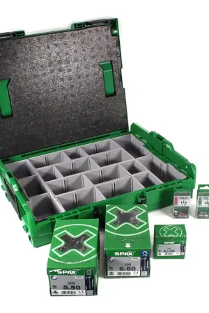 Expédition Rapide SPAX Sortimo L-Boxx Malette de rangement pour vis + 805 pièces Jeu d'accessoires + Vis à tête fraisée + Embouts TSTAR plus