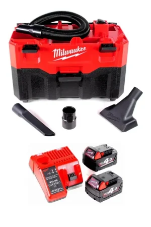 Aspirateur eau et poussière sans fil Milwaukee M18 VC2-402 C 18 V + 2x batteries 4,0 Ah + chargeur Promotion Saisonnière
