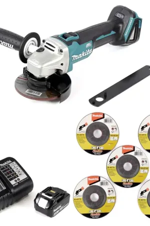 Must-Have Makita DGA 454 SM1 meuleuse d'angle sur batterie 18 V 115 mm + 1x batterie 4,0 Ah + chargeur + 6x disque de meulage