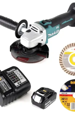 Jusqu'à Épuisement Des Stocks Makita DGA 511 SM1 Meuleuse d'angle sans fil 18V 125mm Brushless + 1x Batterie 4,0Ah + Chargeur + 2x Meules - sans coffret