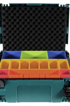 Dernier Modèle Makita MAKPAC 2 mallette système + insert à boîtes avec boîtes de couleur P-83652 + insert de couvercle mousse