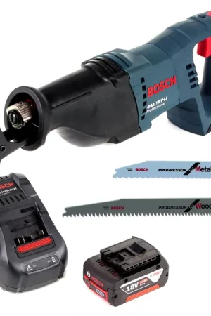 Quantité Limitée Bosch GSA 18V-Li N Scie sabre sans fil 18 V Li-Ion + 2 x Lames de scie + 1 x Batterie 5,0 Ah + Chargeur - sans coffret