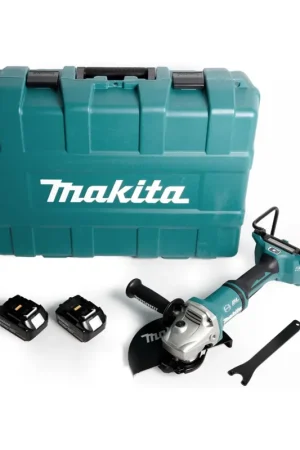 Dernier Modèle Makita DGA 901 T2KU2 Meuleuse d'angle sur batterie 36V (2x18V) 230mm brushless + 2x batterie 5,0Ah + Ezynut + étui - sans chargeur