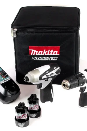 Promotion Saisonnière Makita DK 1493 WX 10,8 V Li-Ion Perceuse visseuse à percussion sans fil HP 330 D + Visseuse à percussion TD 090 D + Coffret de transport + 2 x Batteries BL 1013 1,3 Ah + Chargeur