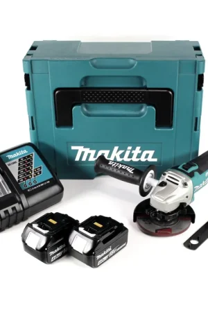 Solde Meuleuse d'angle sur batterie Makita DGA 454 RMJ 18 V 115 mm + 2x batteries 4,0 Ah + chargeur + Makpac