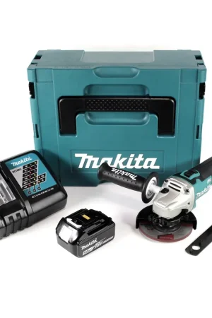 Nouvelle Collection Meuleuse d'angle sur batterie Makita DGA 454 RT1J 18 V 115 mm + 1x batterie 5,0 Ah + chargeur + Makpac