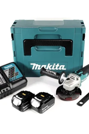 Meuleuse d'angle sur batterie Makita DGA 454 RTJ 18 V 115 mm + 2x batteries 5,0 Ah + chargeur + Makpac Achetez Aujourd'hui